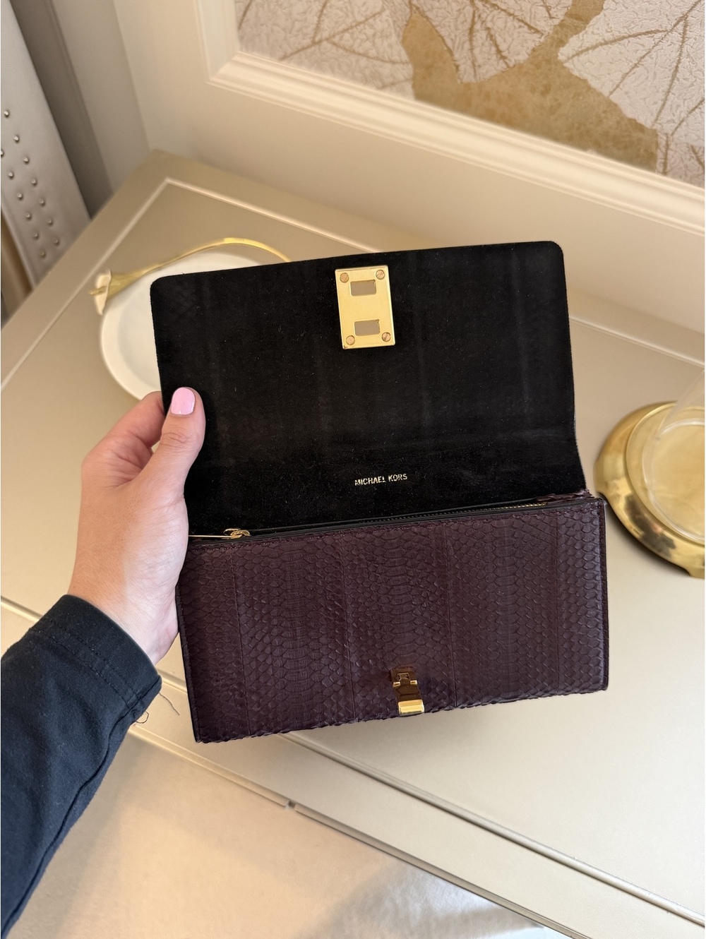 Michael Kors Collection Python Embossed Flap Wallet - Picture 5 of 6